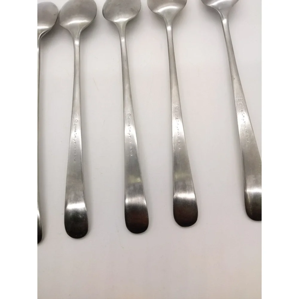 Towle Supreme Cutlery Stainless LIBERTY BELL Long Ice Tea Spoons Lot Set 7 Japan